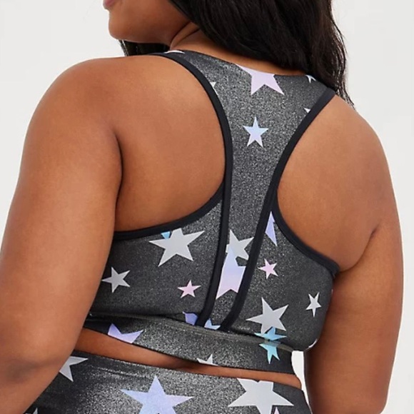 Torrid Women’s Active Wicking Sports Bra Performance Core Stars Shiny Grey - Picture 2 of 14